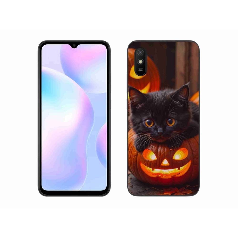 Gelový kryt mmCase na Xiaomi Redmi 9A - kotě a dýně