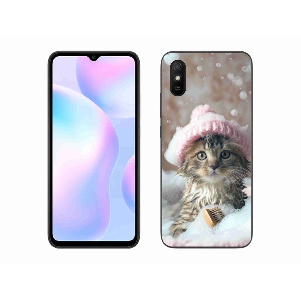 Gelový kryt mmCase na Xiaomi Redmi 9A - kotě a koupel
