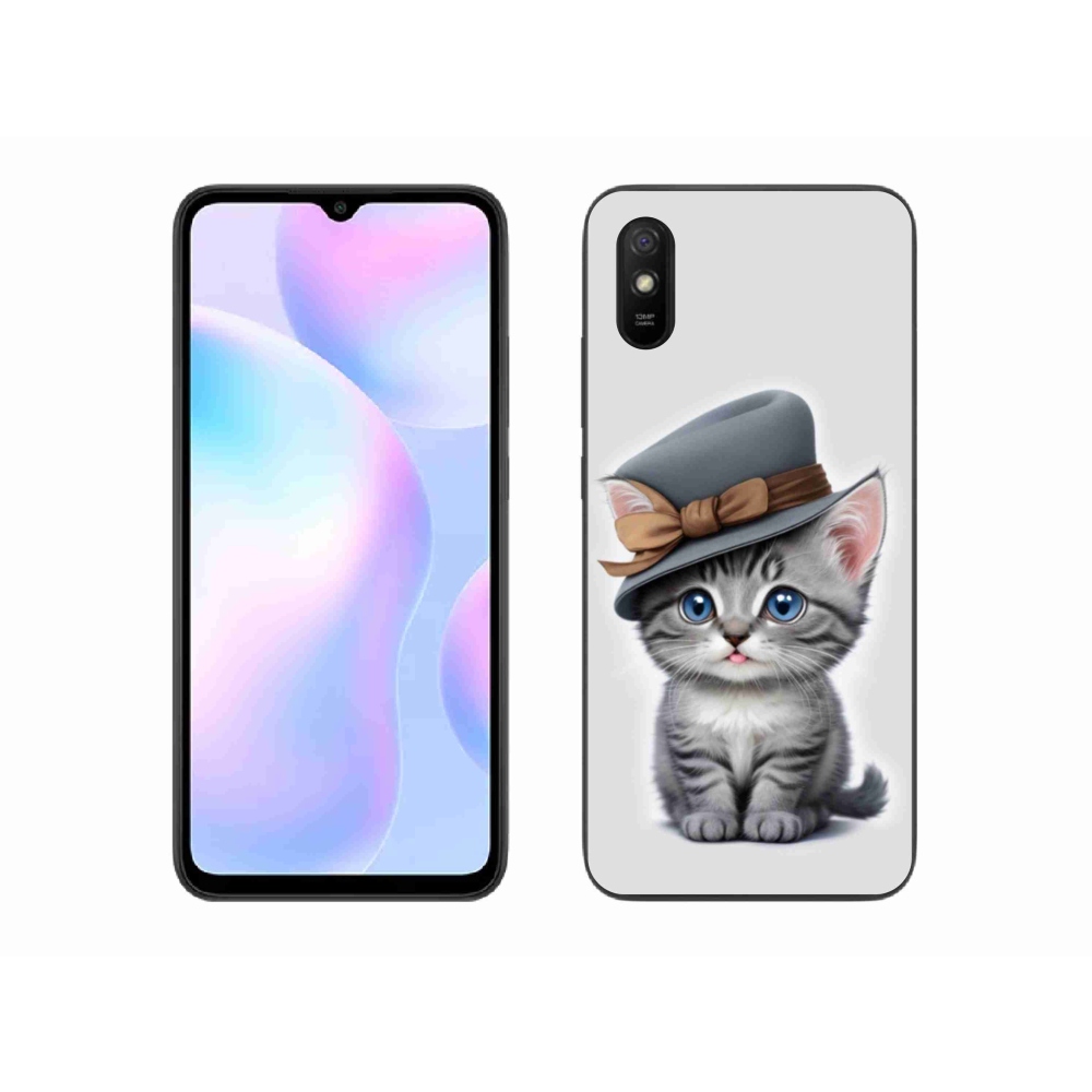 Gelový kryt mmCase na Xiaomi Redmi 9A - kotě s kloboukem