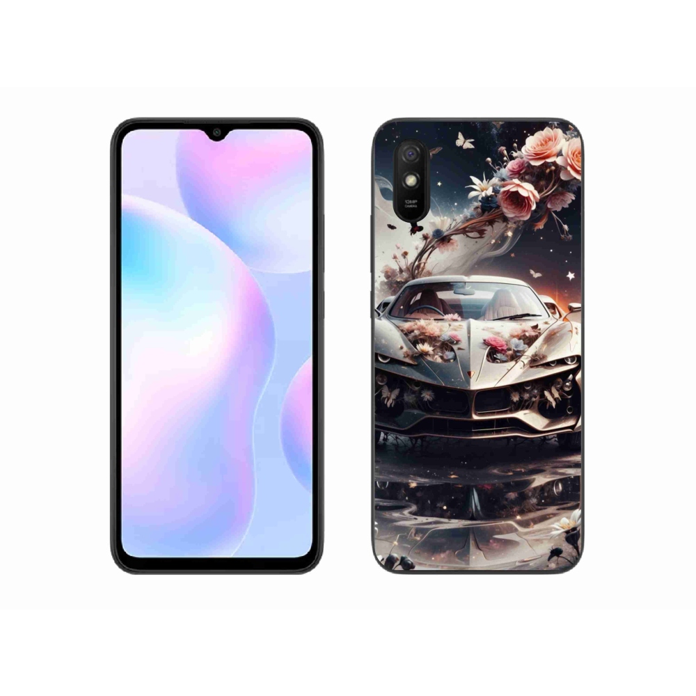 Gelový kryt mmCase na Xiaomi Redmi 9A - květinový sportovní vůz