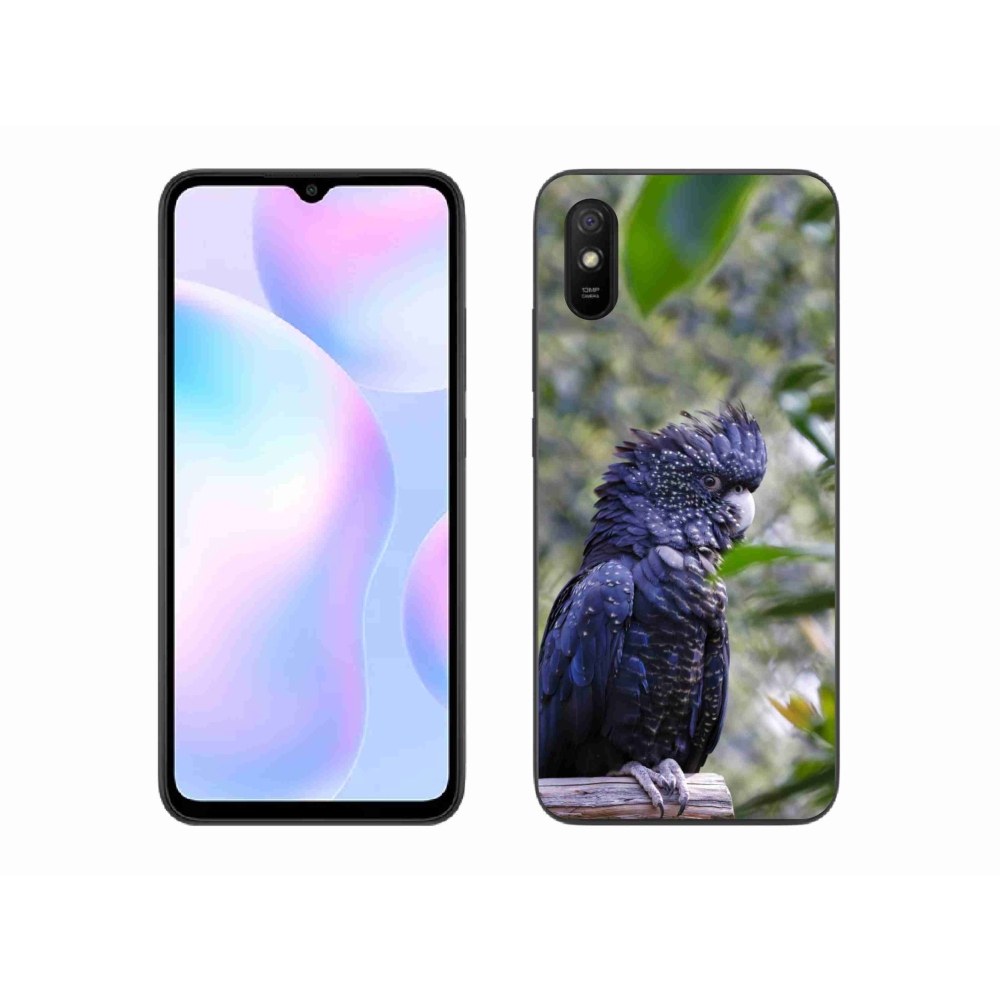Gelový kryt mmCase na Xiaomi Redmi 9A - papoušek kakadu černý