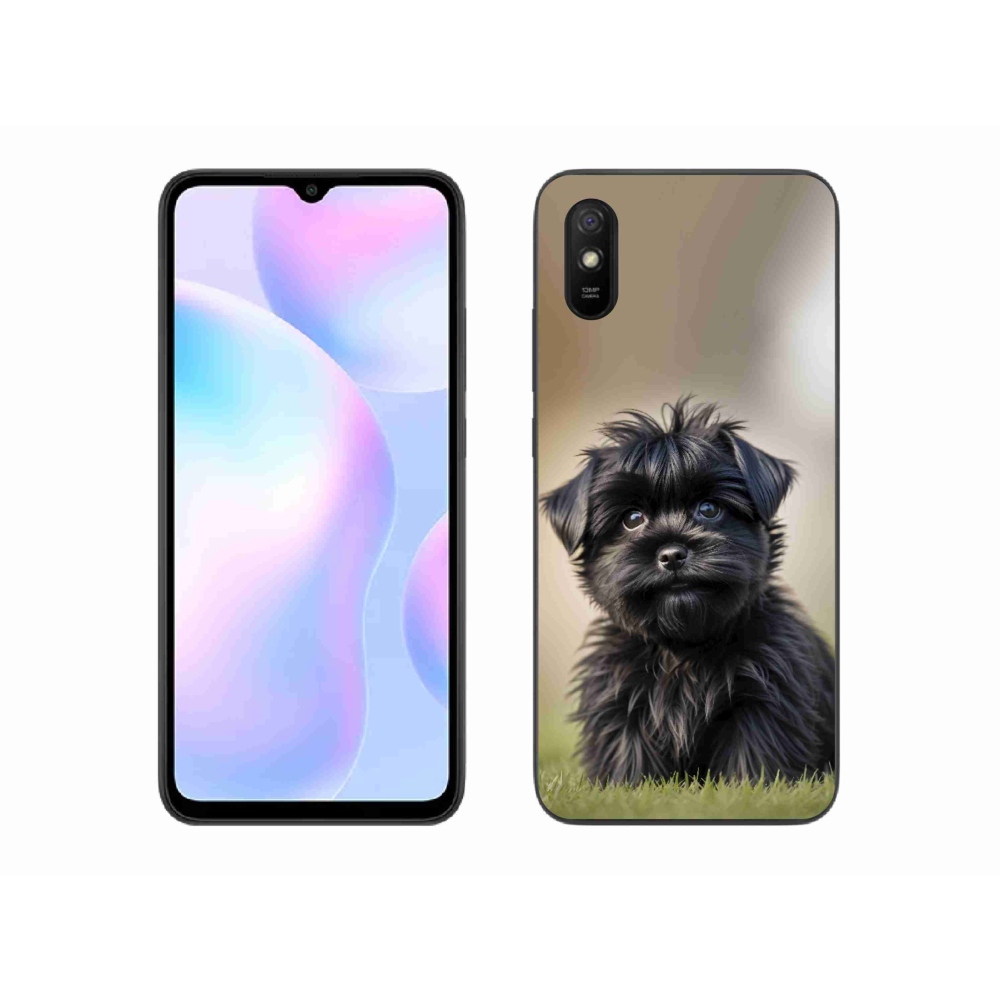 Gelový kryt mmCase na Xiaomi Redmi 9A - roztomilý černý pejsek