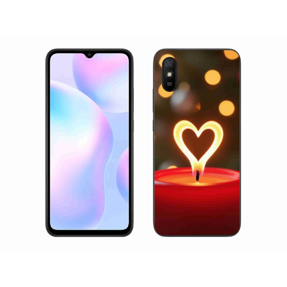 Gelový kryt mmCase na Xiaomi Redmi 9A - srdce z plamene