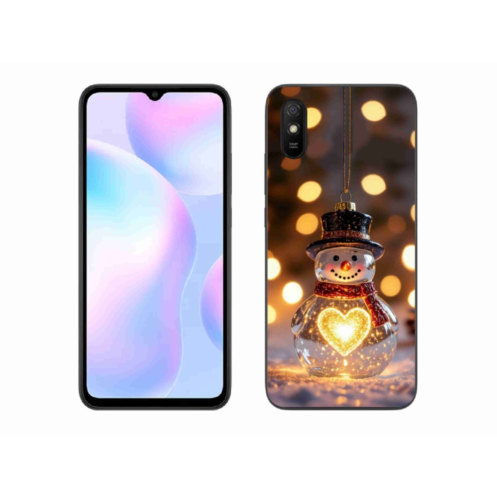 Gelový kryt mmCase na Xiaomi Redmi 9A - svítící vánoční sněhulák