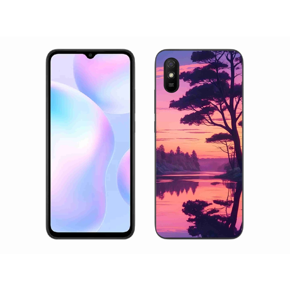 Gelový kryt mmCase na Xiaomi Redmi 9A - západ slunce nad jezerem
