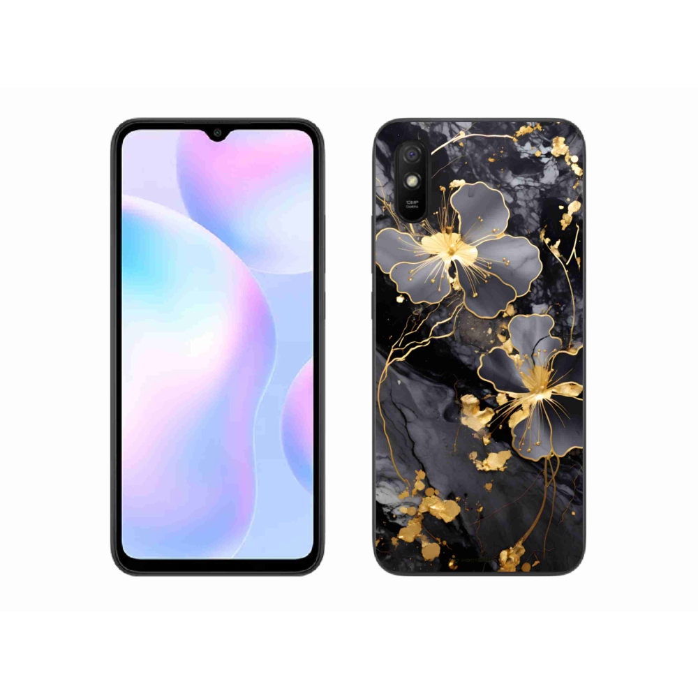 Gelový kryt mmCase na Xiaomi Redmi 9A - zlaté květy