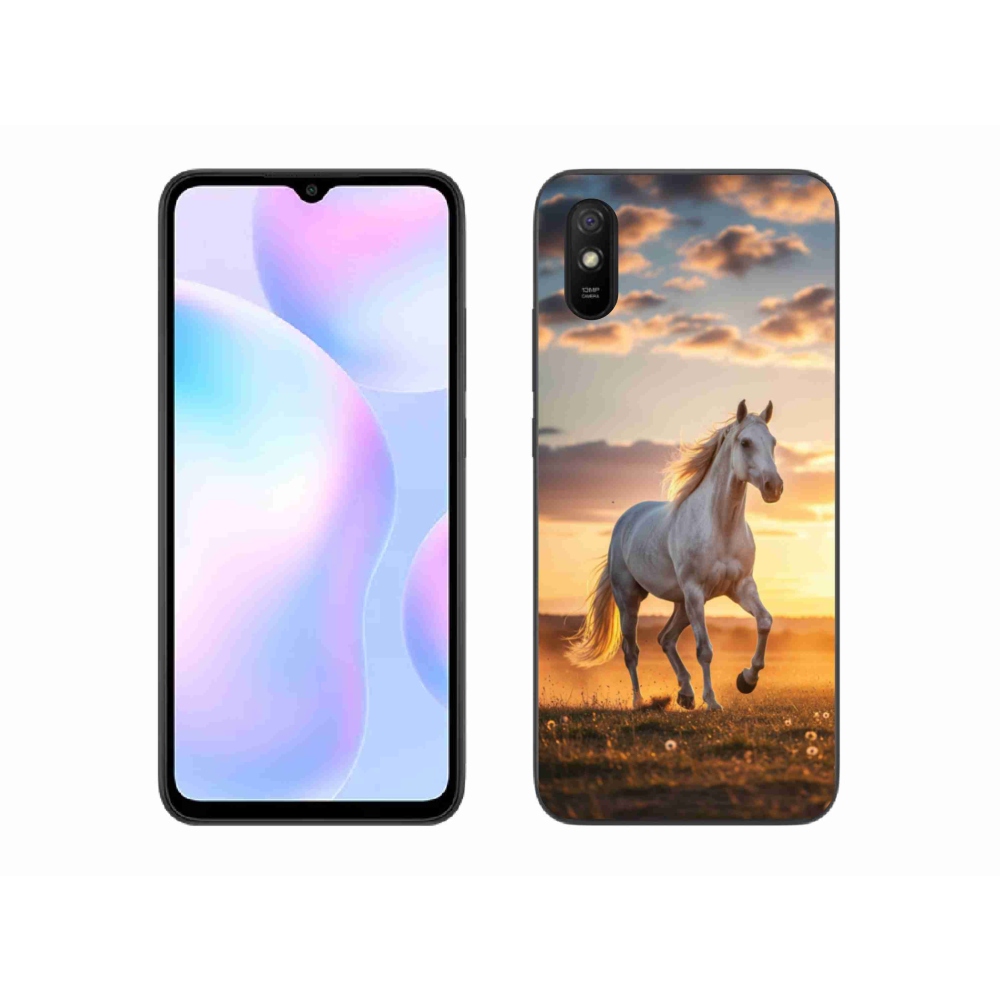 Gelový kryt mmCase na Xiaomi Redmi 9AT - běžící bílý kůň 2