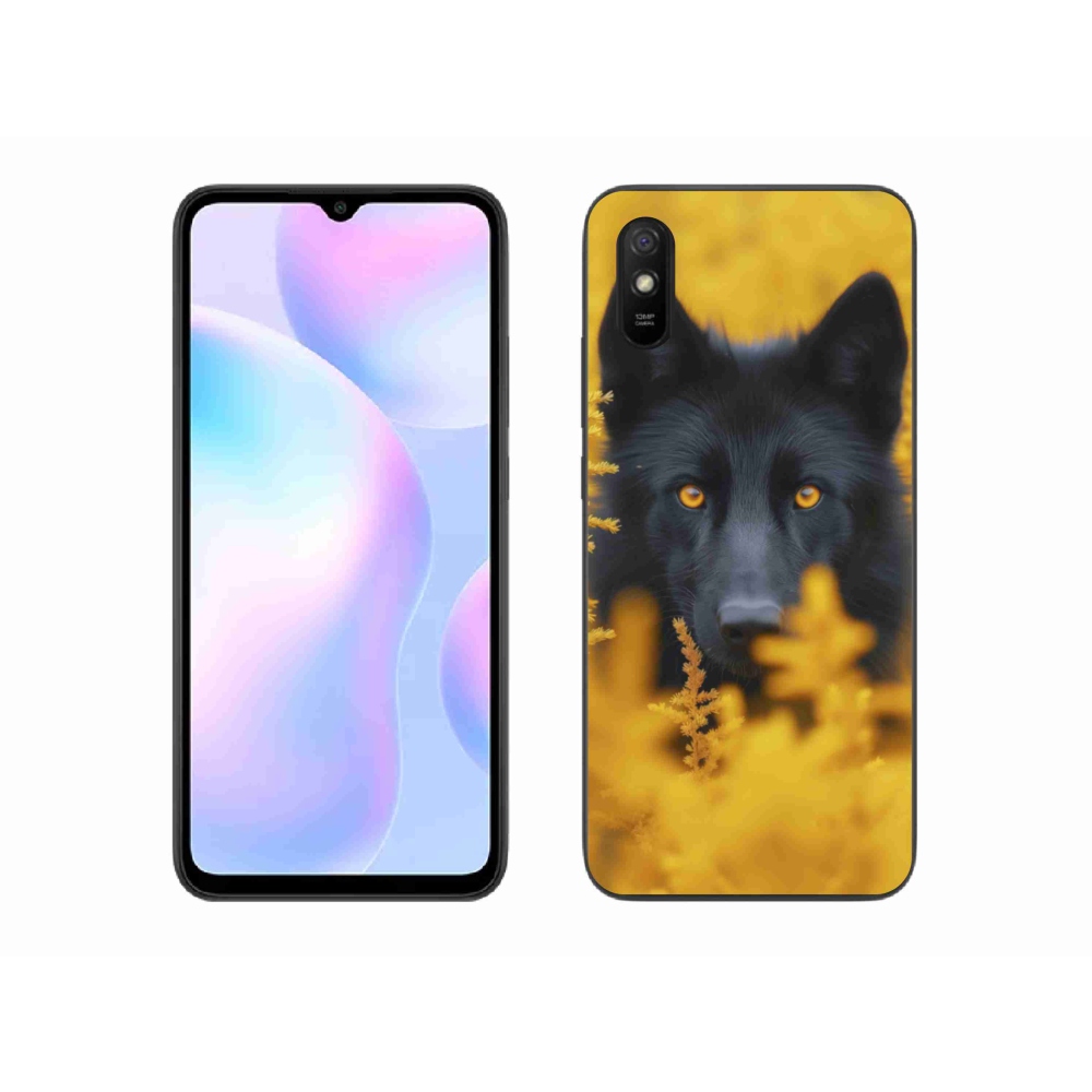 Gelový kryt mmCase na Xiaomi Redmi 9AT - černý vlk 2