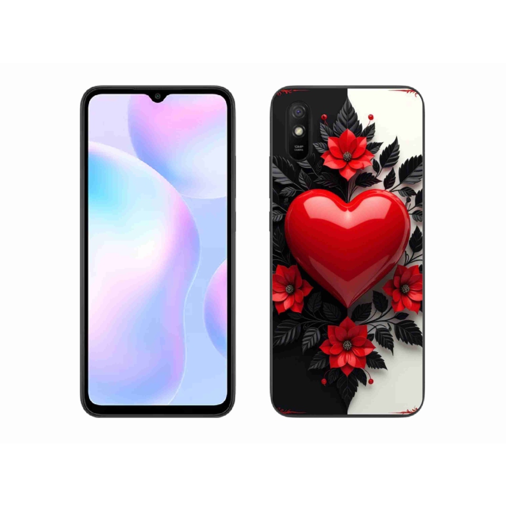 Gelový kryt mmCase na Xiaomi Redmi 9AT - červené srdce