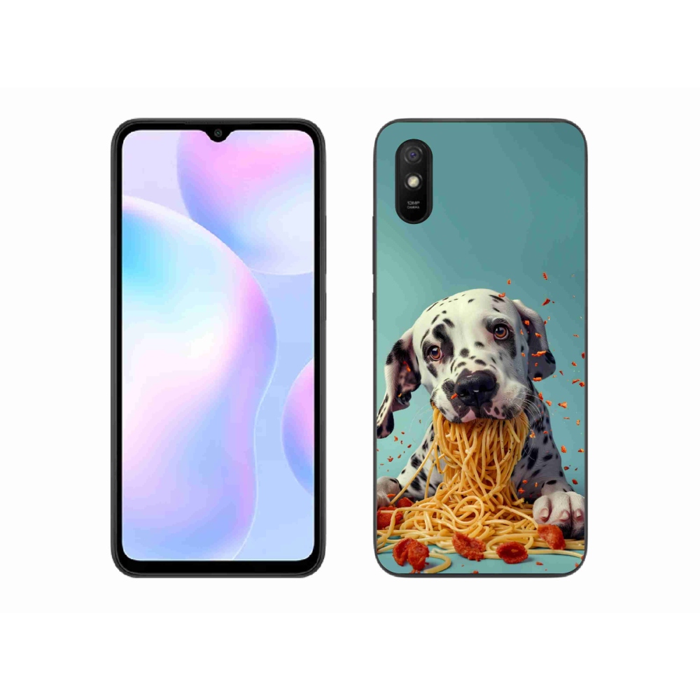 Gelový kryt mmCase na Xiaomi Redmi 9AT - dalmatin a špagety
