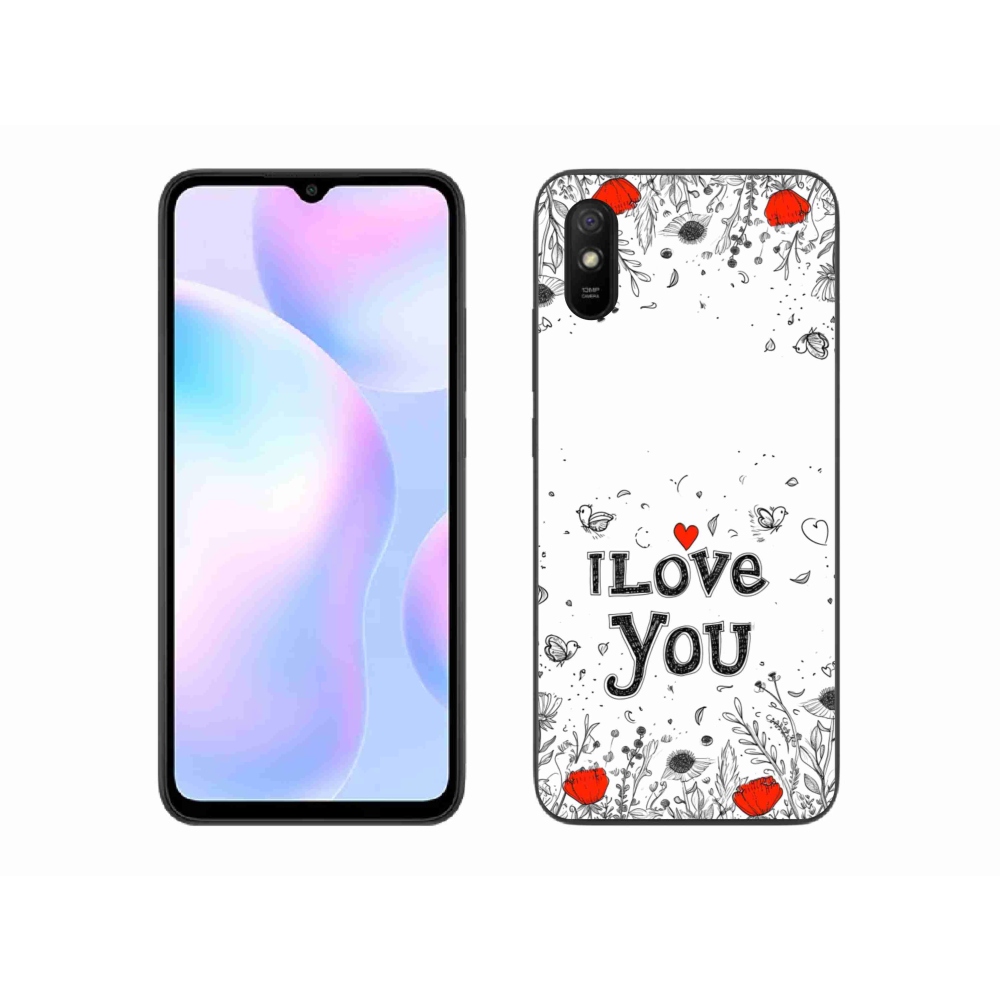 Gelový kryt mmCase na Xiaomi Redmi 9AT - I love you bílé pozadí