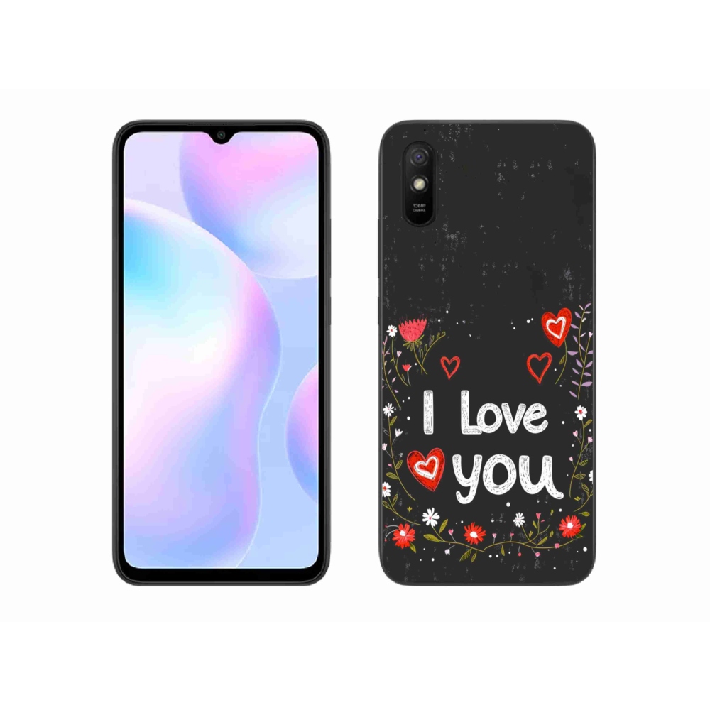 Gelový kryt mmCase na Xiaomi Redmi 9AT - I love you černé pozadí