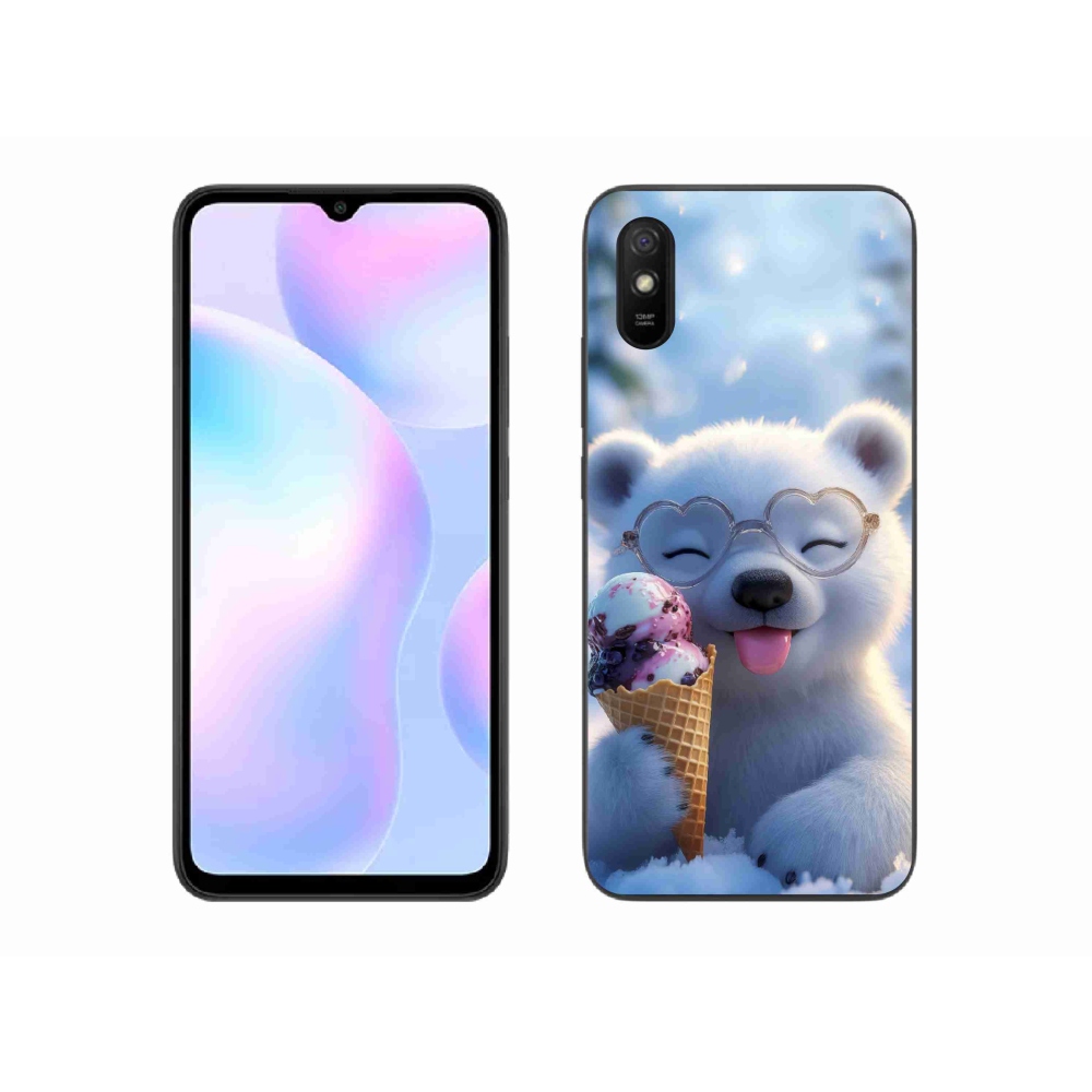 Gelový kryt mmCase na Xiaomi Redmi 9AT - medvídek se zmrzlinou