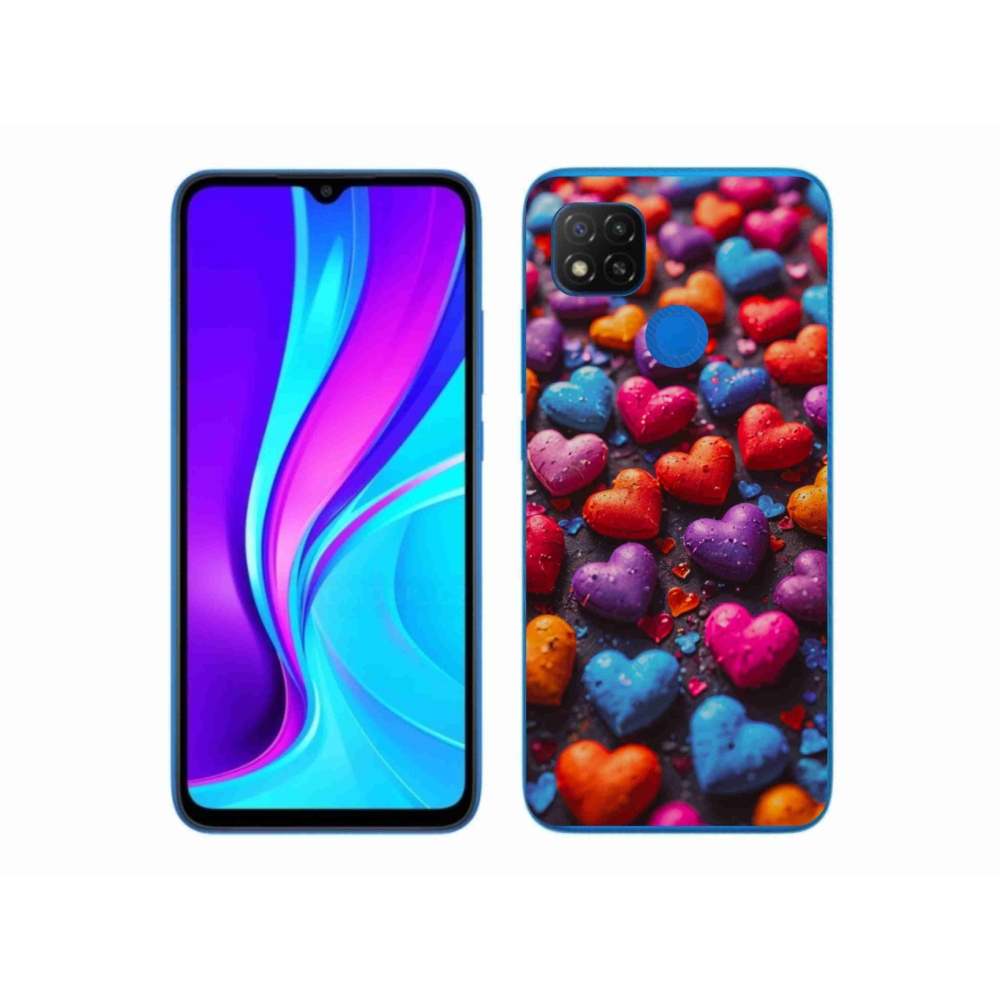Gelový kryt mmCase na Xiaomi Redmi 9C - barevná srdce