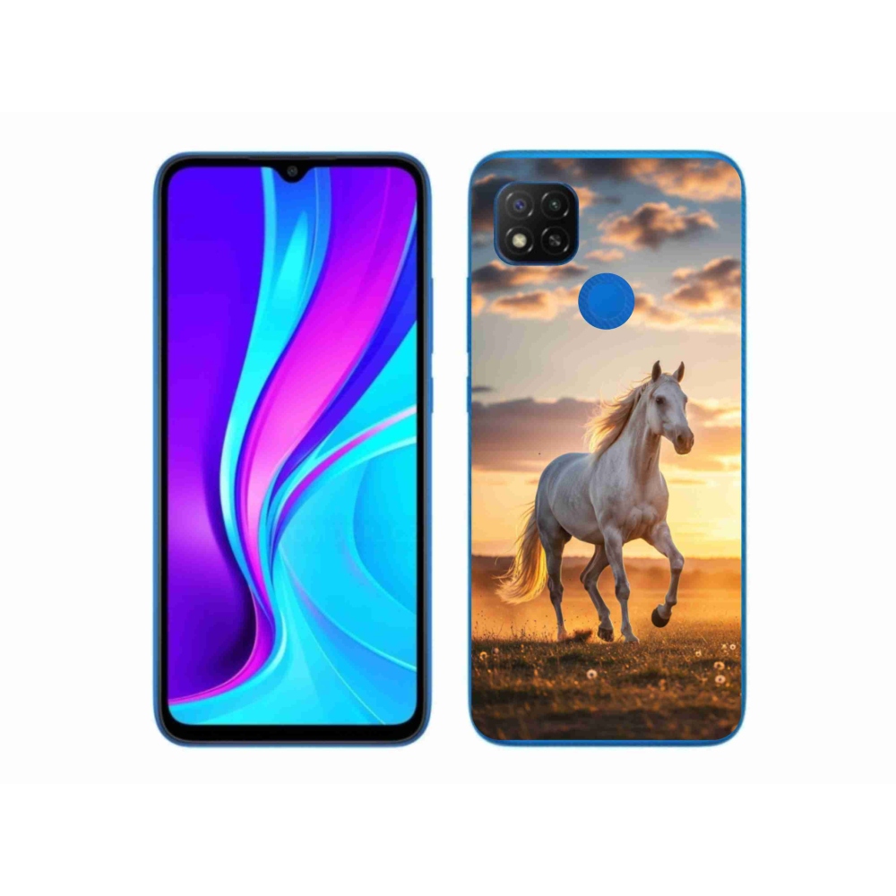 Gelový kryt mmCase na Xiaomi Redmi 9C - běžící bílý kůň 2