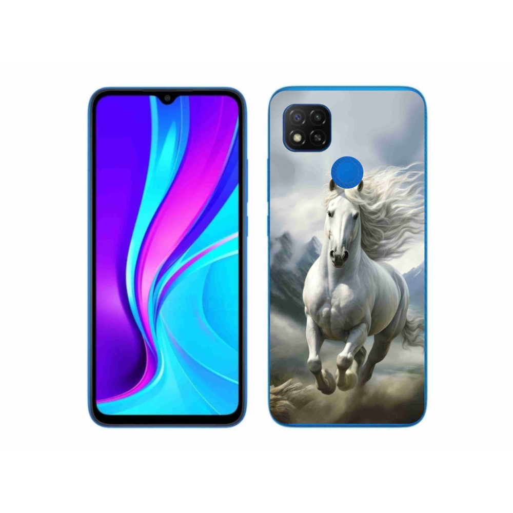 Gelový kryt mmCase na Xiaomi Redmi 9C - běžící bílý kůň 3