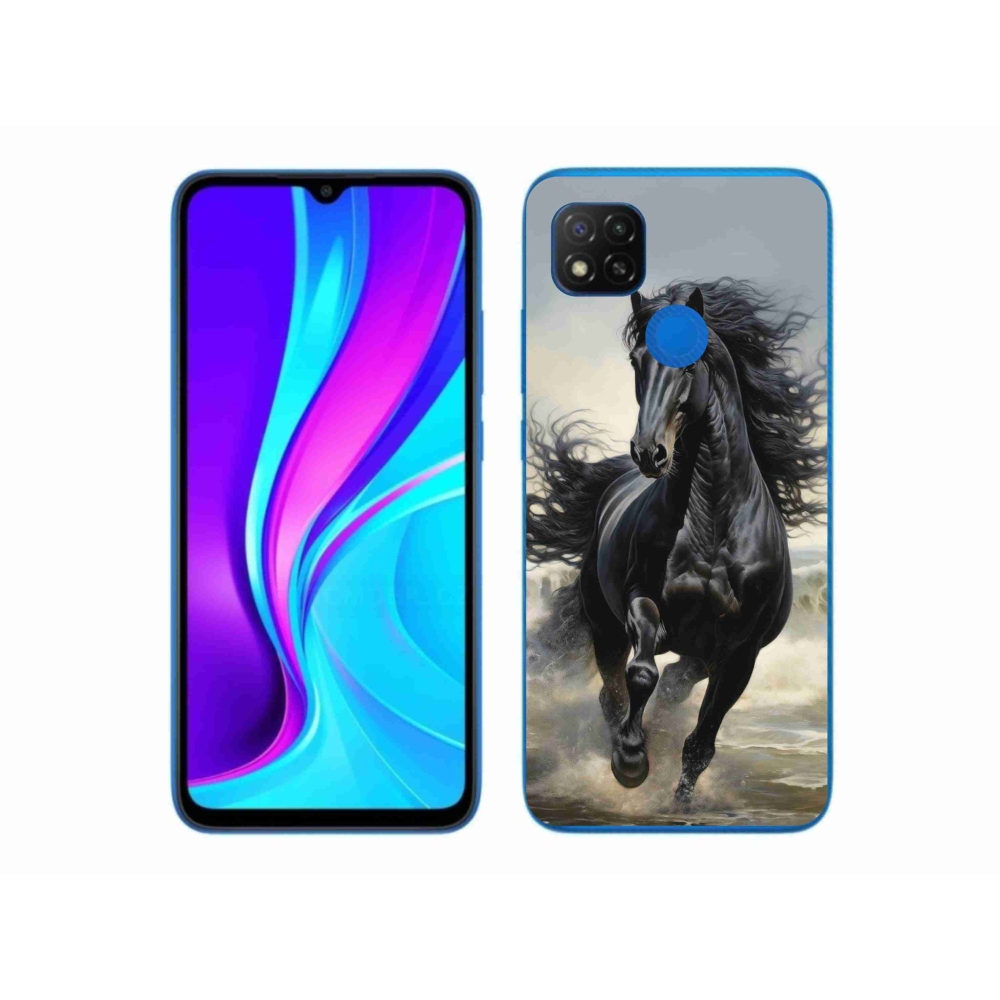 Gelový kryt mmCase na Xiaomi Redmi 9C - běžící černý kůň