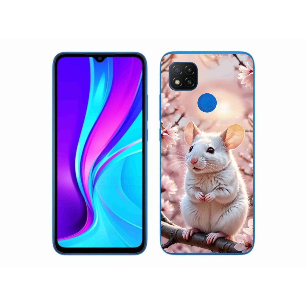 Gelový kryt mmCase na Xiaomi Redmi 9C - bílá myš na větvi
