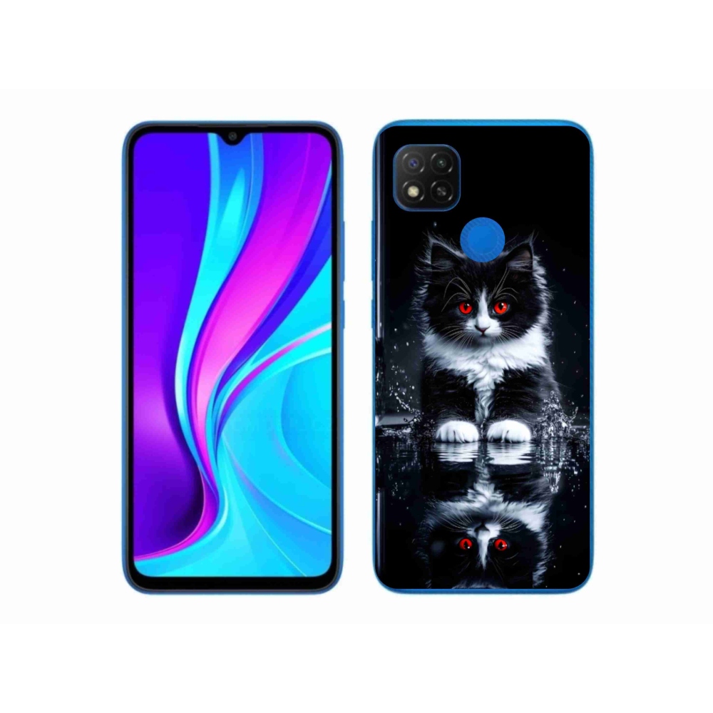 Gelový kryt mmCase na Xiaomi Redmi 9C - černobílé kotě