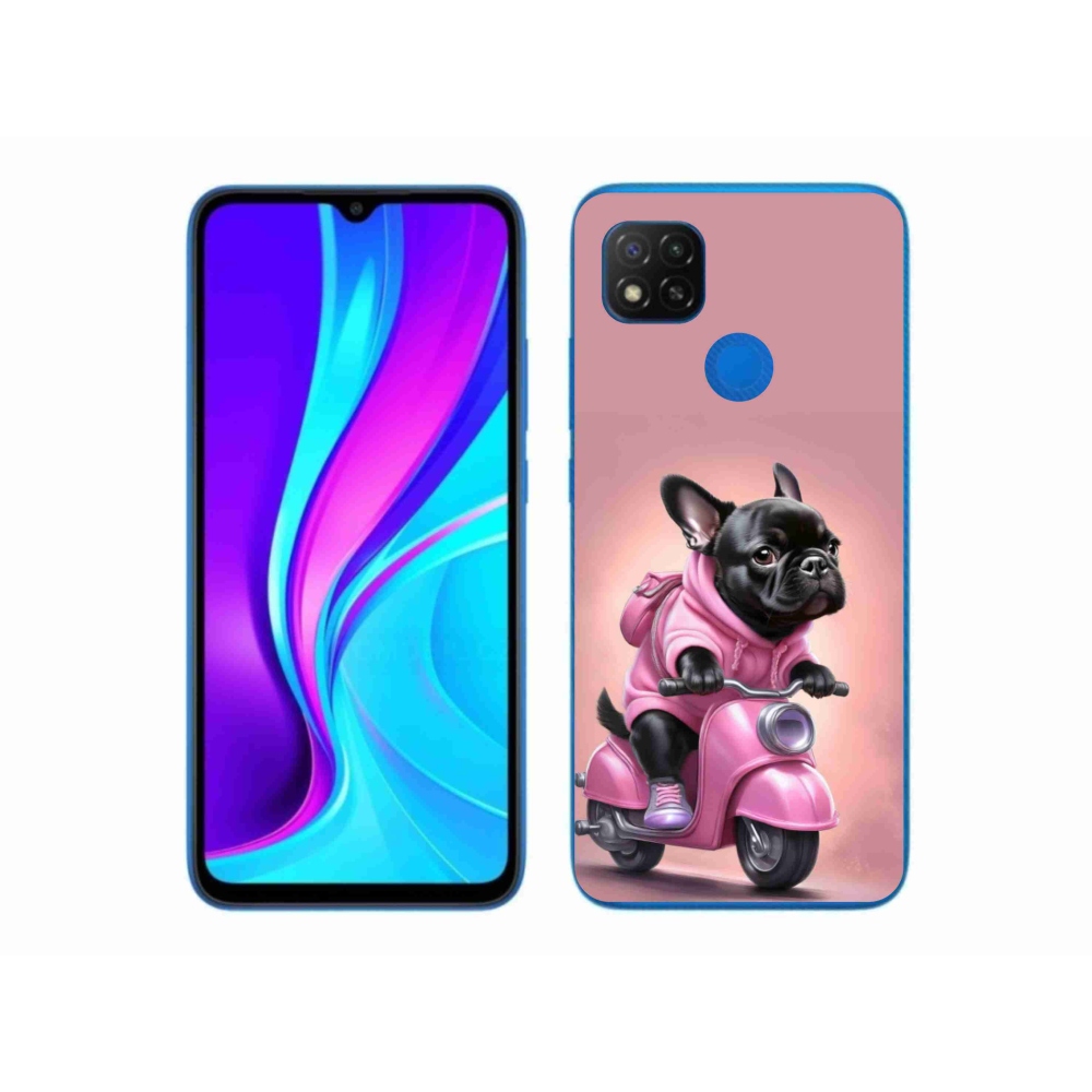Gelový kryt mmCase na Xiaomi Redmi 9C - francouzský buldoček na skútru