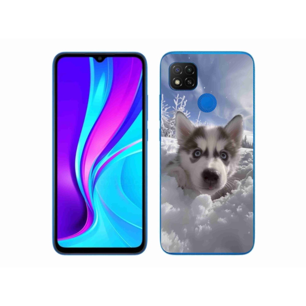 Gelový kryt mmCase na Xiaomi Redmi 9C - husky ve sněhu