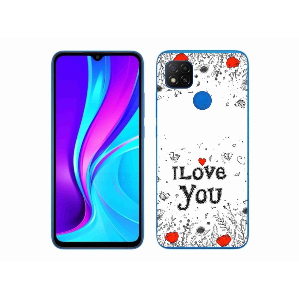 Gelový kryt mmCase na Xiaomi Redmi 9C - I love you bílé pozadí