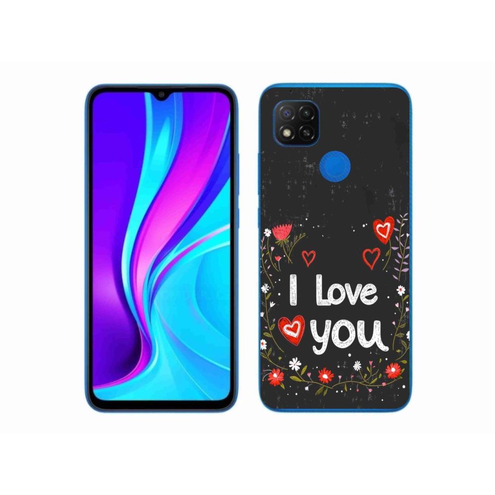 Gelový kryt mmCase na Xiaomi Redmi 9C - I love you černé pozadí