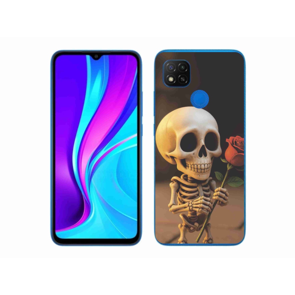 Gelový kryt mmCase na Xiaomi Redmi 9C - kostlivec s růží