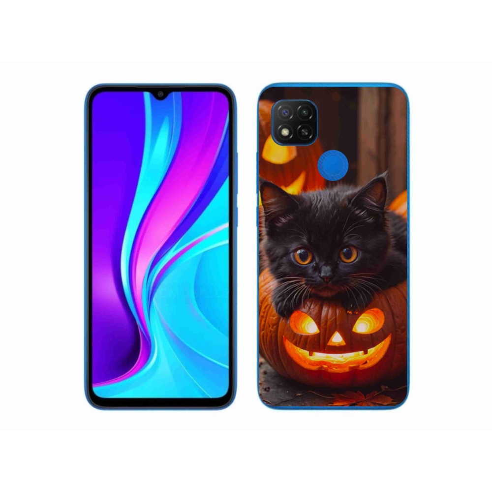 Gelový kryt mmCase na Xiaomi Redmi 9C - kotě a dýně