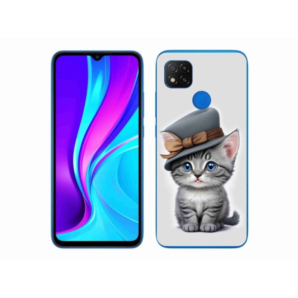 Gelový kryt mmCase na Xiaomi Redmi 9C - kotě s kloboukem