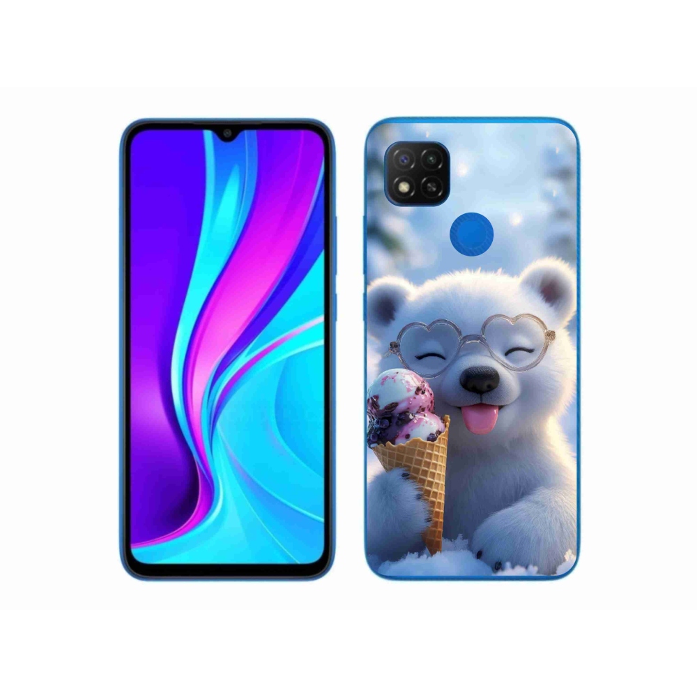 Gelový kryt mmCase na Xiaomi Redmi 9C - medvídek se zmrzlinou