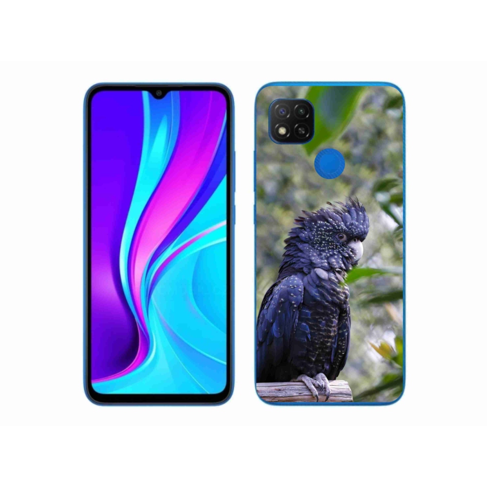 Gelový kryt mmCase na Xiaomi Redmi 9C - papoušek kakadu černý
