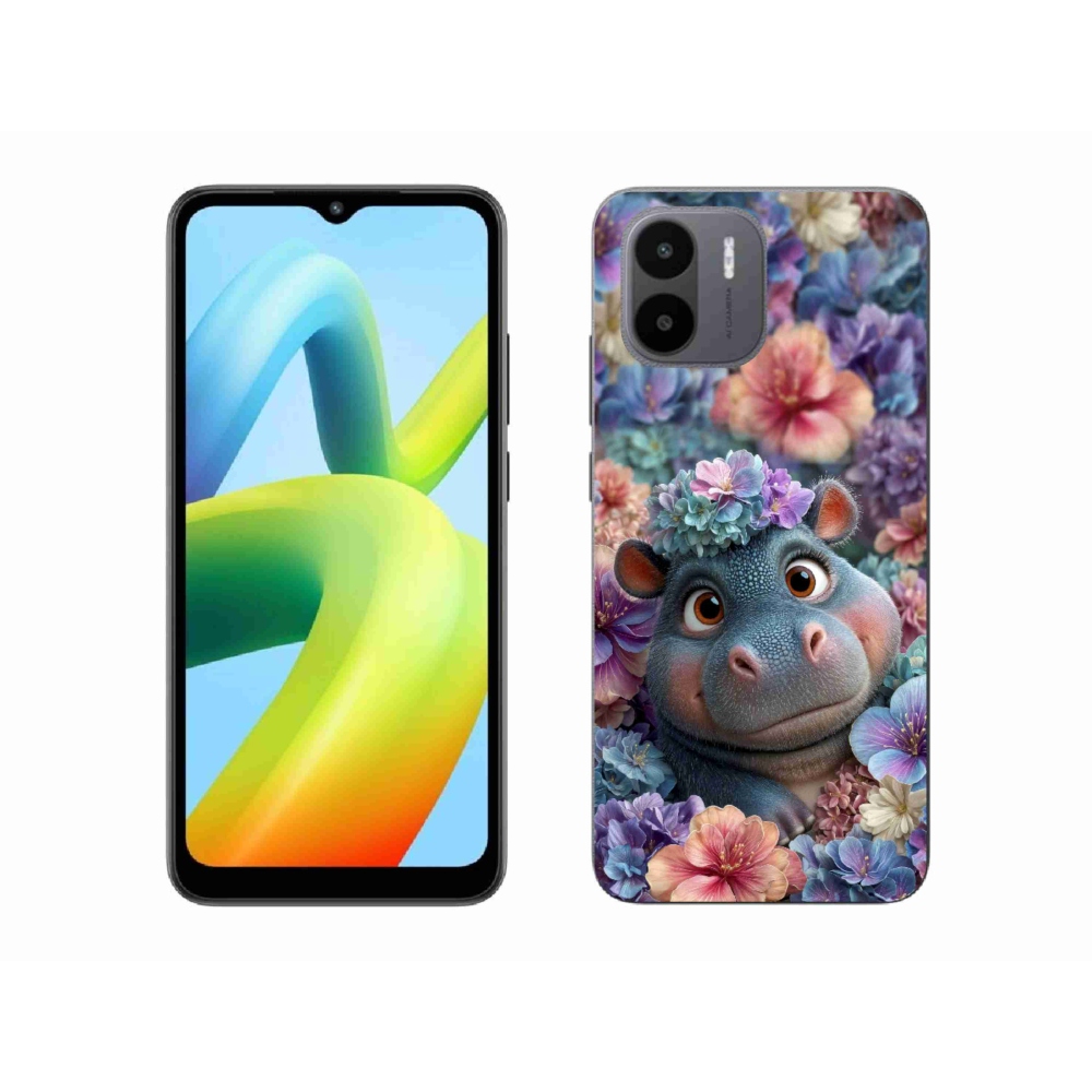 Gelový kryt mmCase na Xiaomi Redmi A1 4G - hrošík v květinách