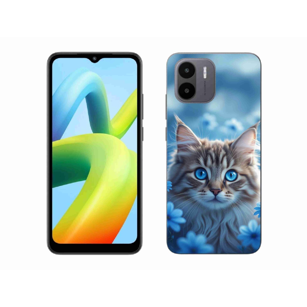 Gelový kryt mmCase na Xiaomi Redmi A1 4G - koťátko v modrých květech