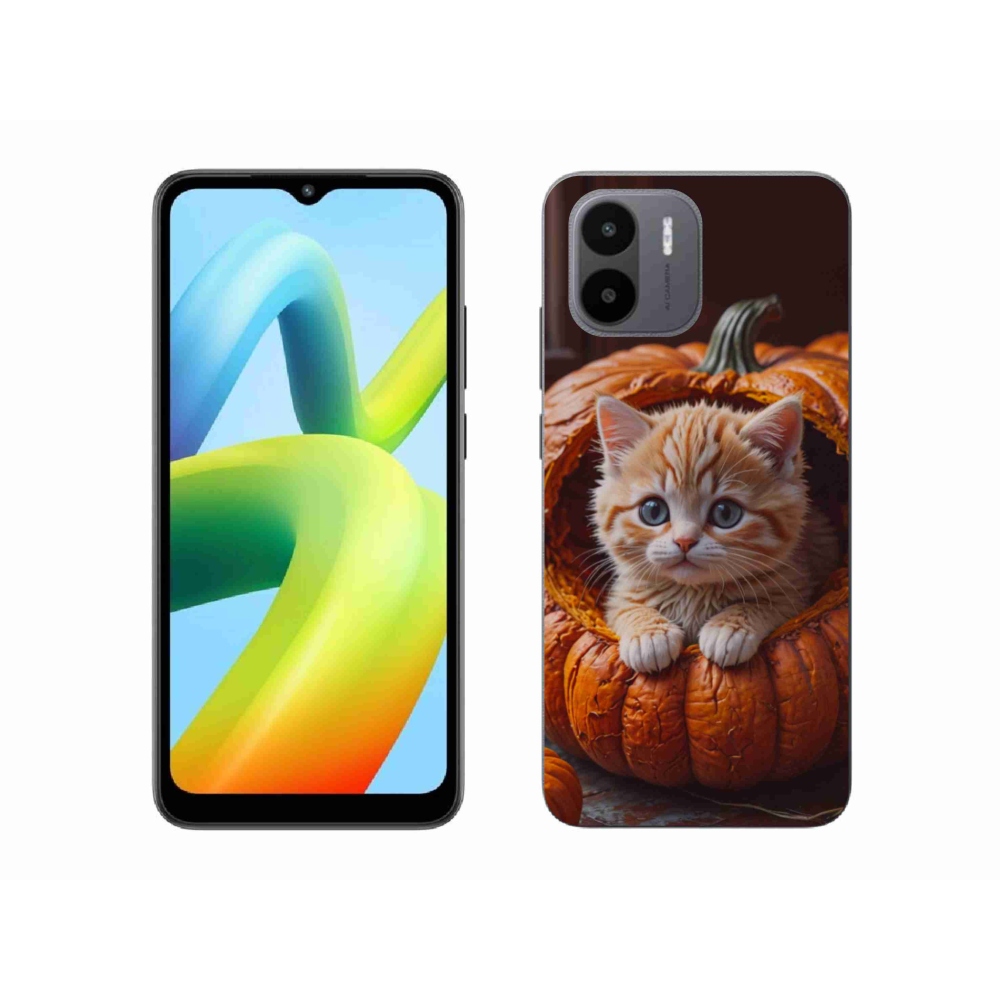 Gelový kryt mmCase na Xiaomi Redmi A1 4G - kotě a dýně 2