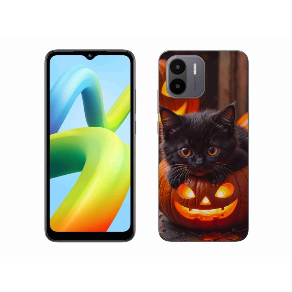 Gelový kryt mmCase na Xiaomi Redmi A1 4G - kotě a dýně