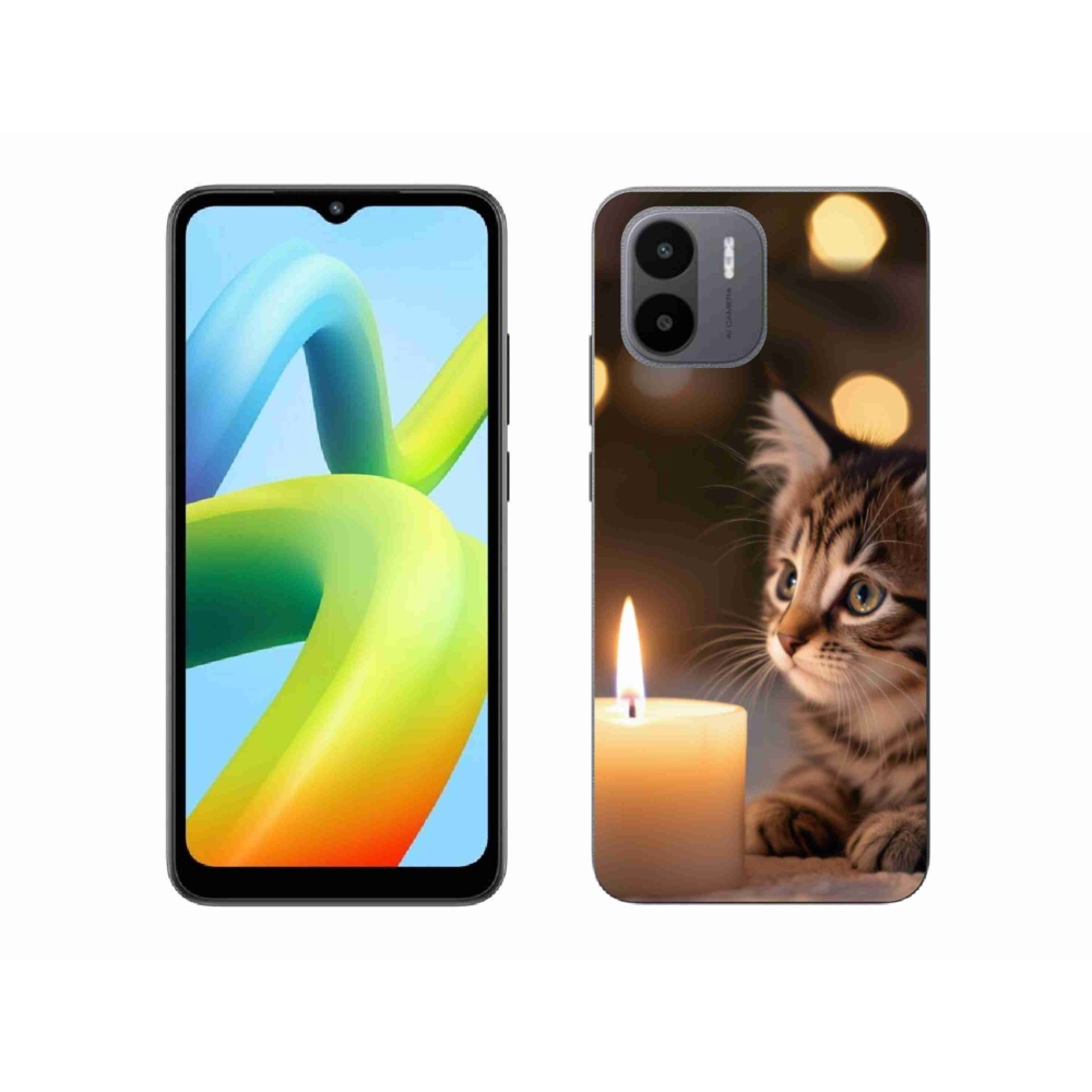 Gelový kryt mmCase na Xiaomi Redmi A1 4G - kotě a svíčka