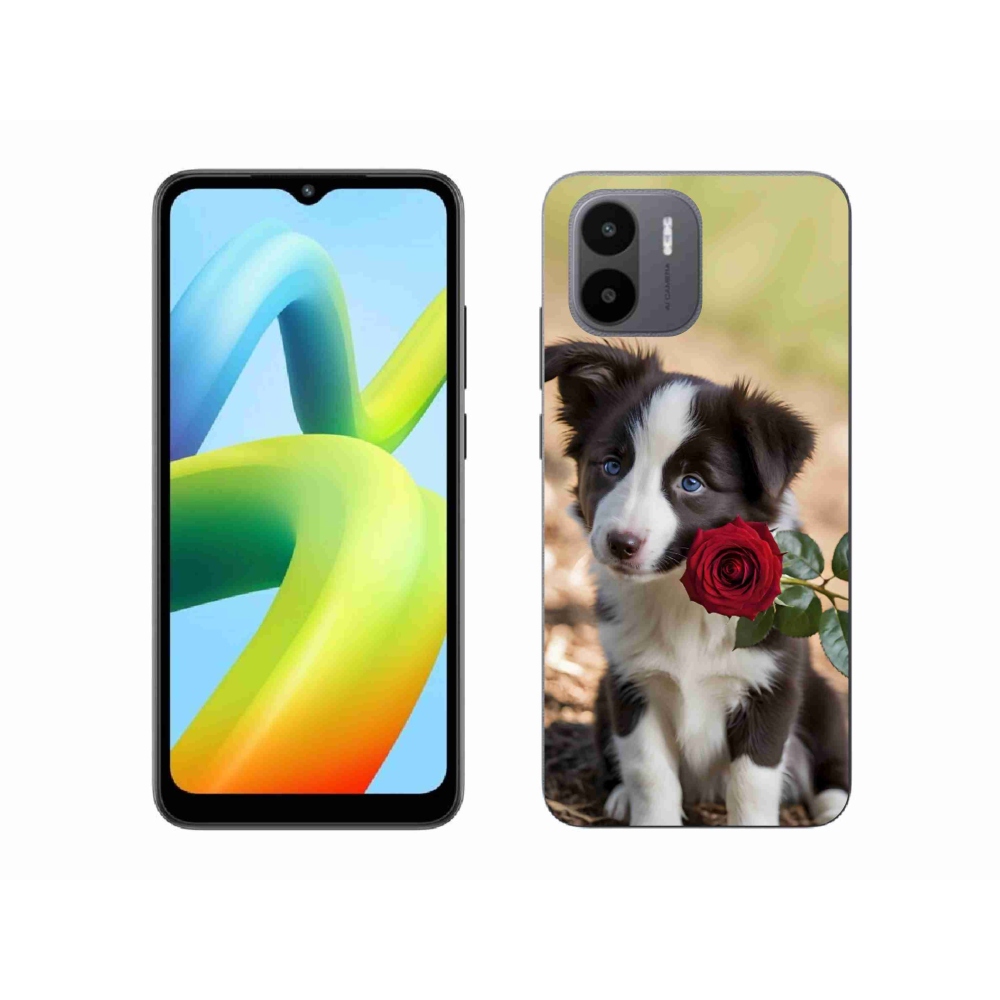Gelový kryt mmCase na Xiaomi Redmi A1 4G - roztomilá border kolie s růží