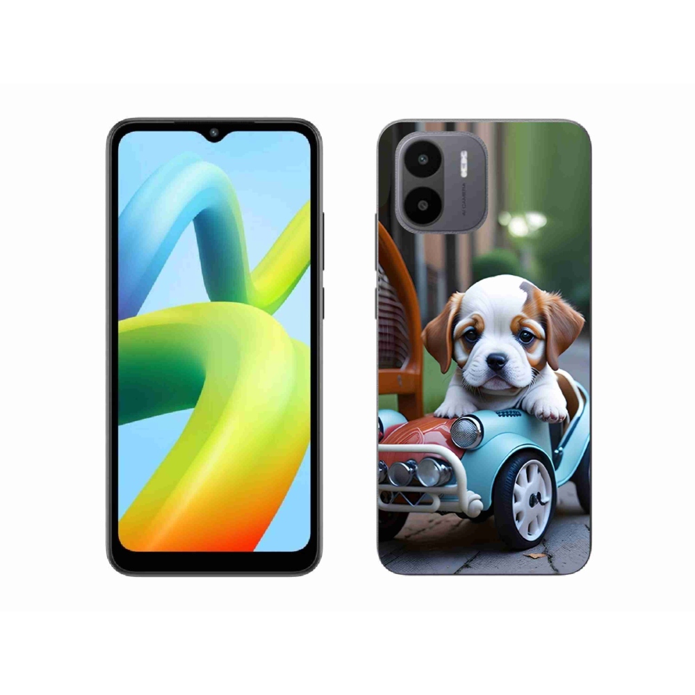 Gelový kryt mmCase na Xiaomi Redmi A1 4G - štěně v retro autě