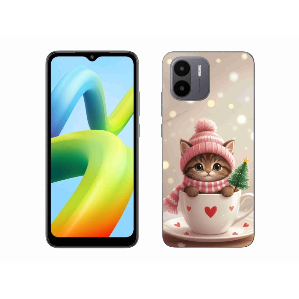 Gelový kryt mmCase na Xiaomi Redmi A1 4G - vánoční kotě v hrnku