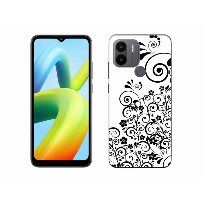 Gelový kryt mmCase na Xiaomi Redmi A1+/A2+ - černobílé květinové vzory