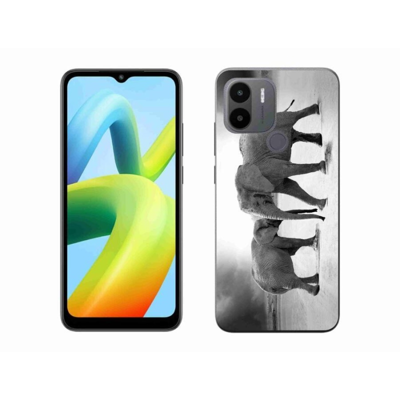 Gelový kryt mmCase na Xiaomi Redmi A1+/A2+ - černobílí sloni