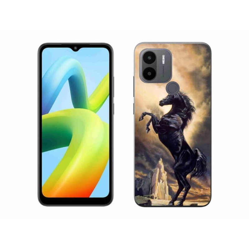 Gelový kryt mmCase na Xiaomi Redmi A1+/A2+ - černý kreslený kůň