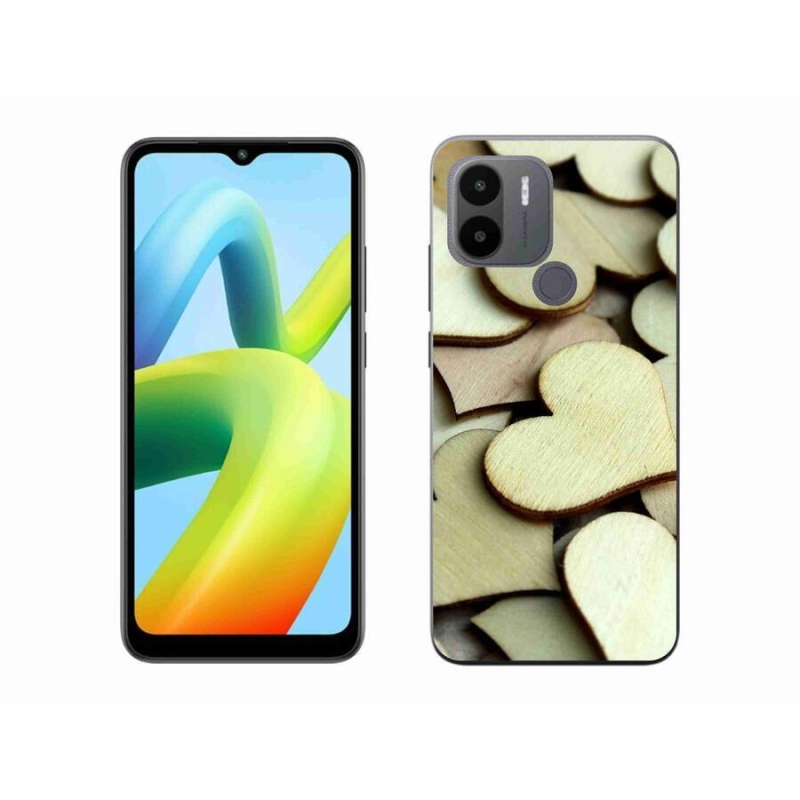 Gelový kryt mmCase na Xiaomi Redmi A1+/A2+ - dřevěná srdíčka