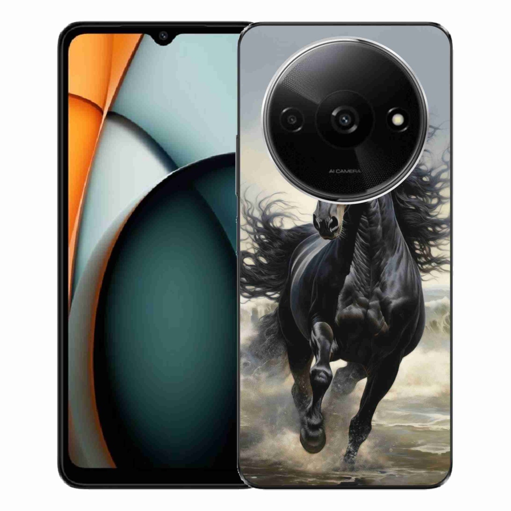 Gelový kryt mmCase na Xiaomi Redmi A3 - běžící černý kůň