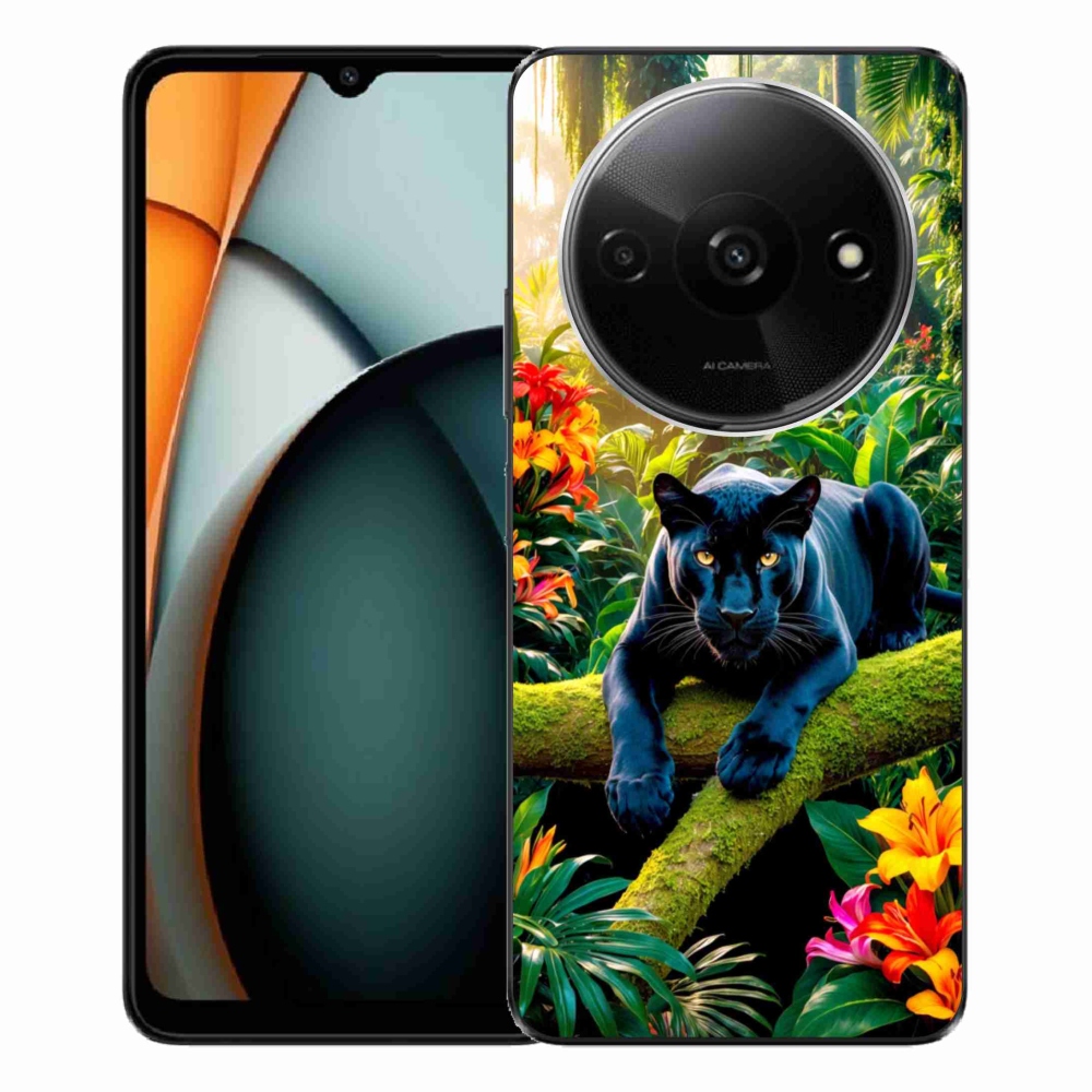 Gelový kryt mmCase na Xiaomi Redmi A3 - černý panter v džungli