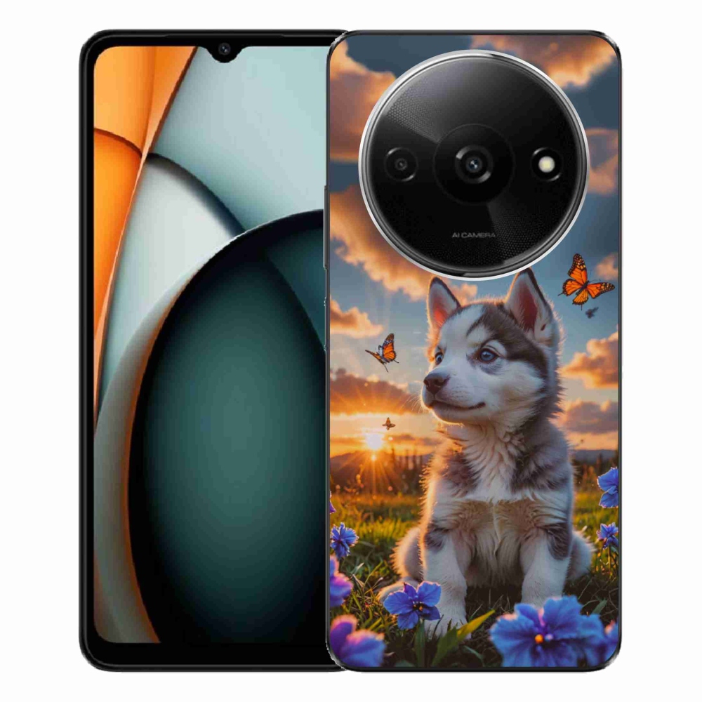Gelový kryt mmCase na Xiaomi Redmi A3 - husky při západu slunce