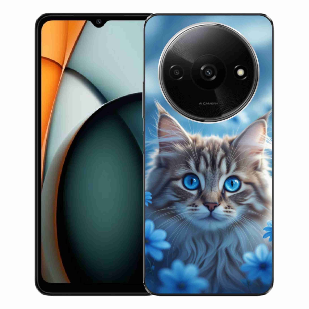 Gelový kryt mmCase na Xiaomi Redmi A3 - koťátko v modrých květech