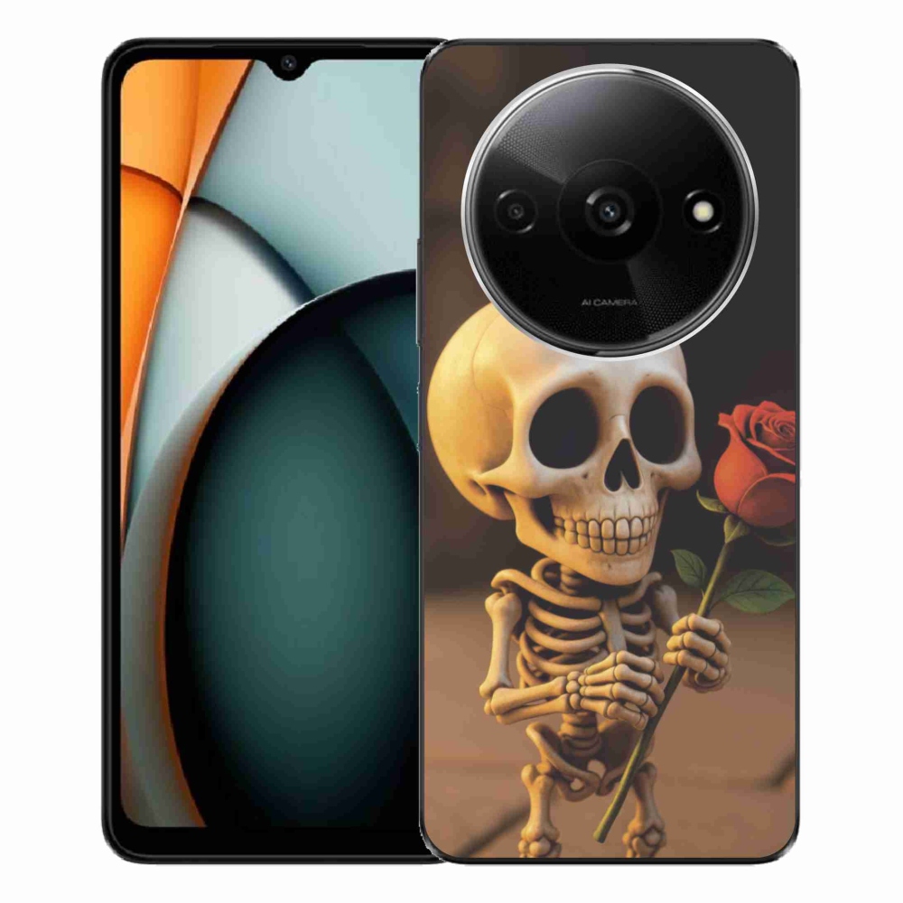 Gelový kryt mmCase na Xiaomi Redmi A3 - kostlivec s růží