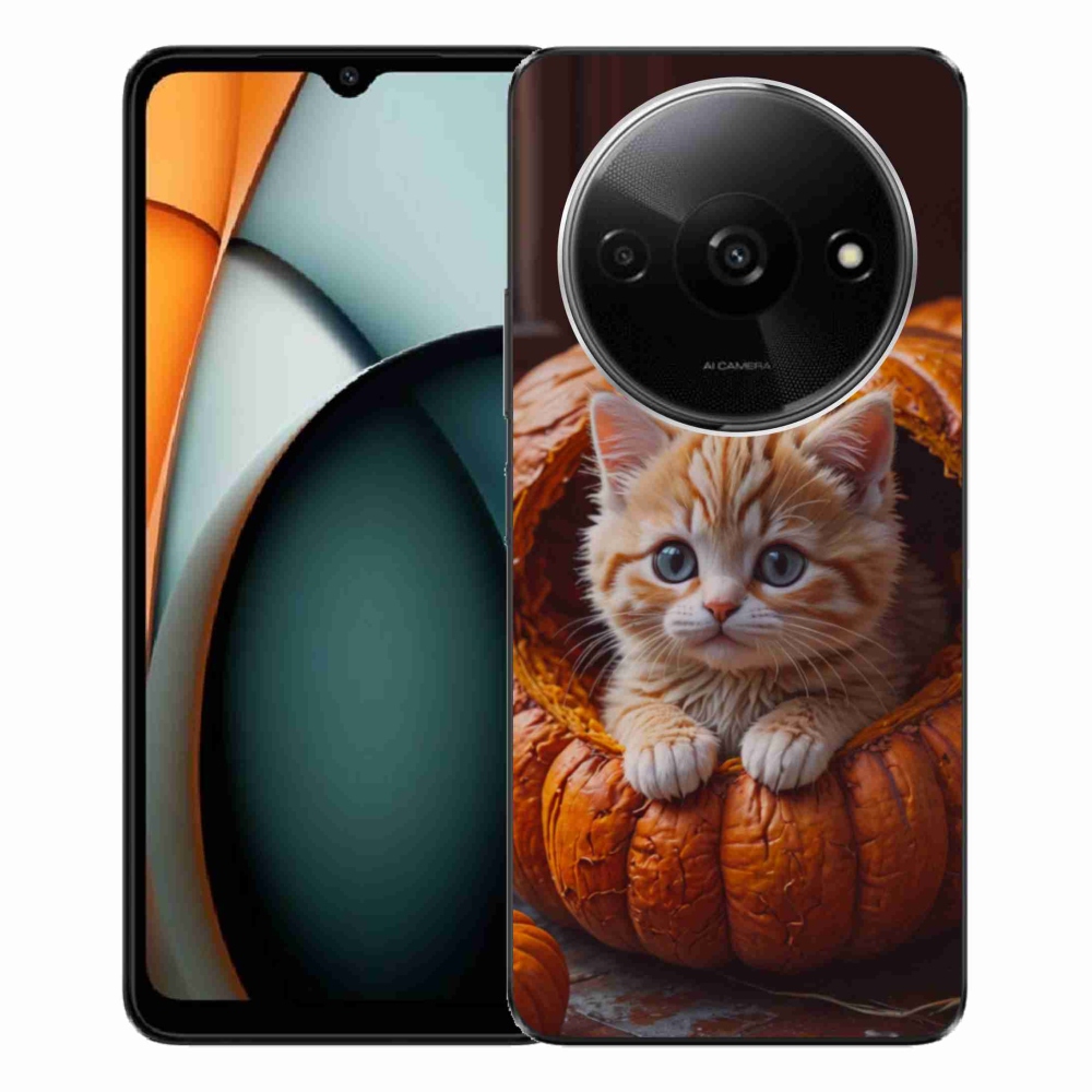 Gelový kryt mmCase na Xiaomi Redmi A3 - kotě a dýně 2